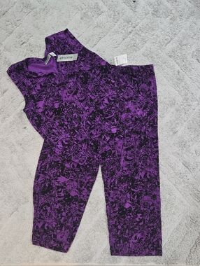 Chico's Purple Floral Print Top & Pant SET NWT!!
